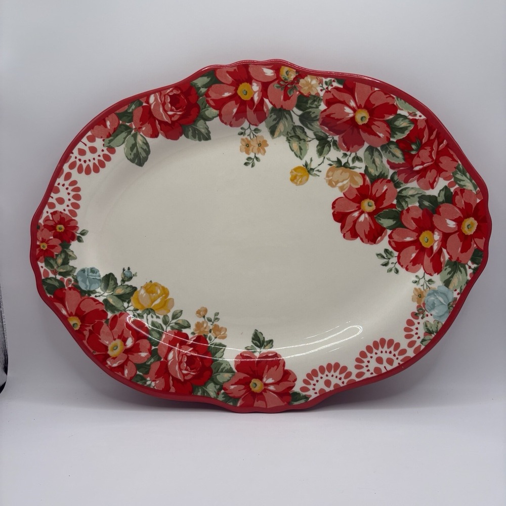 Pioneer Woman 11" x 14" Vintage Floral Oval Platter | Rustic Farmhouse